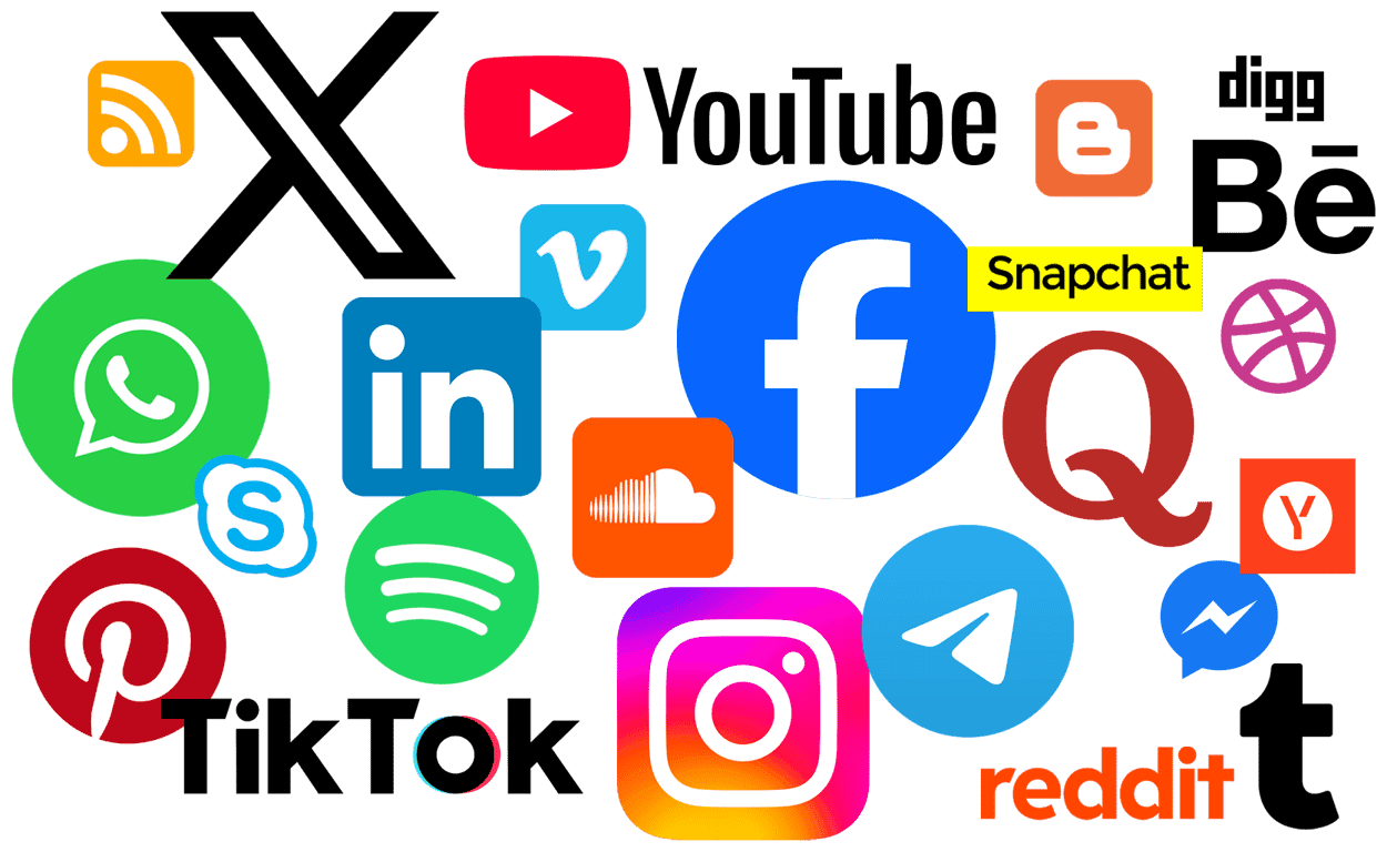 en blandning av sociala medier ikoner